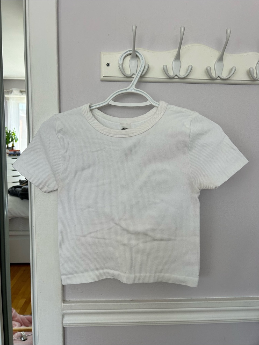 One Step Ahead White Ribbed Short Sleeve Tee